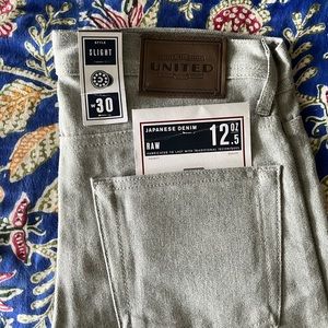 Raw Japanese Denim Slim Men’s Jeans - Light Gray (W30)